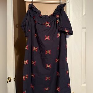 Trina Turk Navy Dress with Red and Orange Butterflies